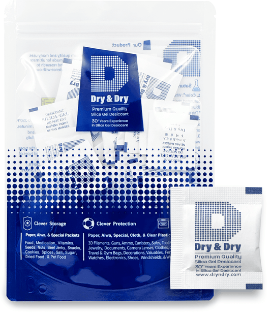 1 Gram [100 Packs] Dry & Dry Premium Silica Gel Packets Desiccant Dehumidifiers - Rechargeable Paper (FDA Compliant)