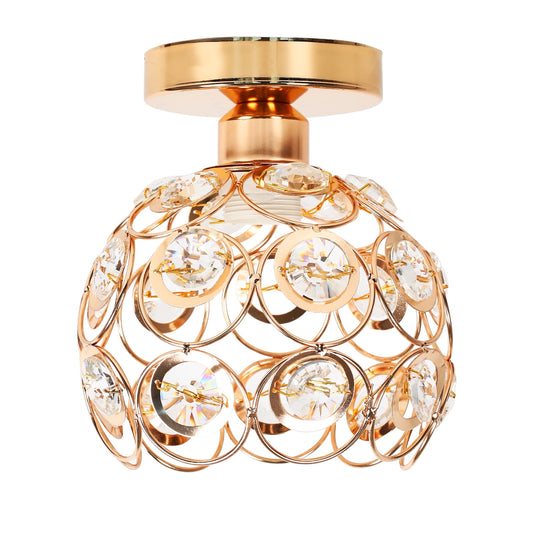 1-Light Gold Crystal Flush Mount Fixture, Modern Chandelier Lighting,Celling Light for Bedroom,Hallway,Kitchen,Bathroom, Bar