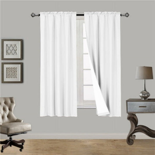 1 panel white rod pocket foam lined thermal blackout window dressing filtering curtain R64 size 35 wide X 63 length