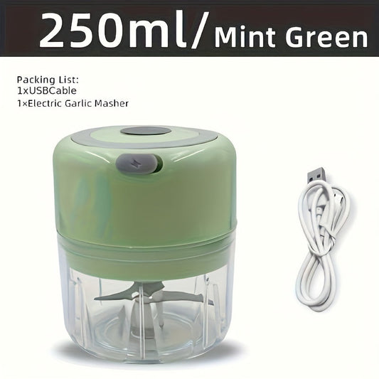 1 piece 250ml USB Rechargeable Electric Garlic Mixer and Shredder - Small, Automatic, Multi-Use Kitchen Tool (Various Colors)