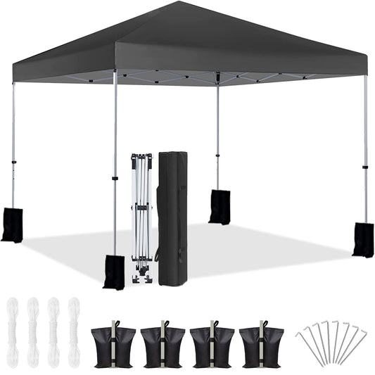 10'x10' Durable Pop-up Canopy Tent with 4 Weight Sandbags Black