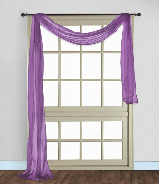 1 PC SOLID PURPLE Hotel High Quality Elegant Window-Sheer Scarf Valance swag topper (37 x 216)