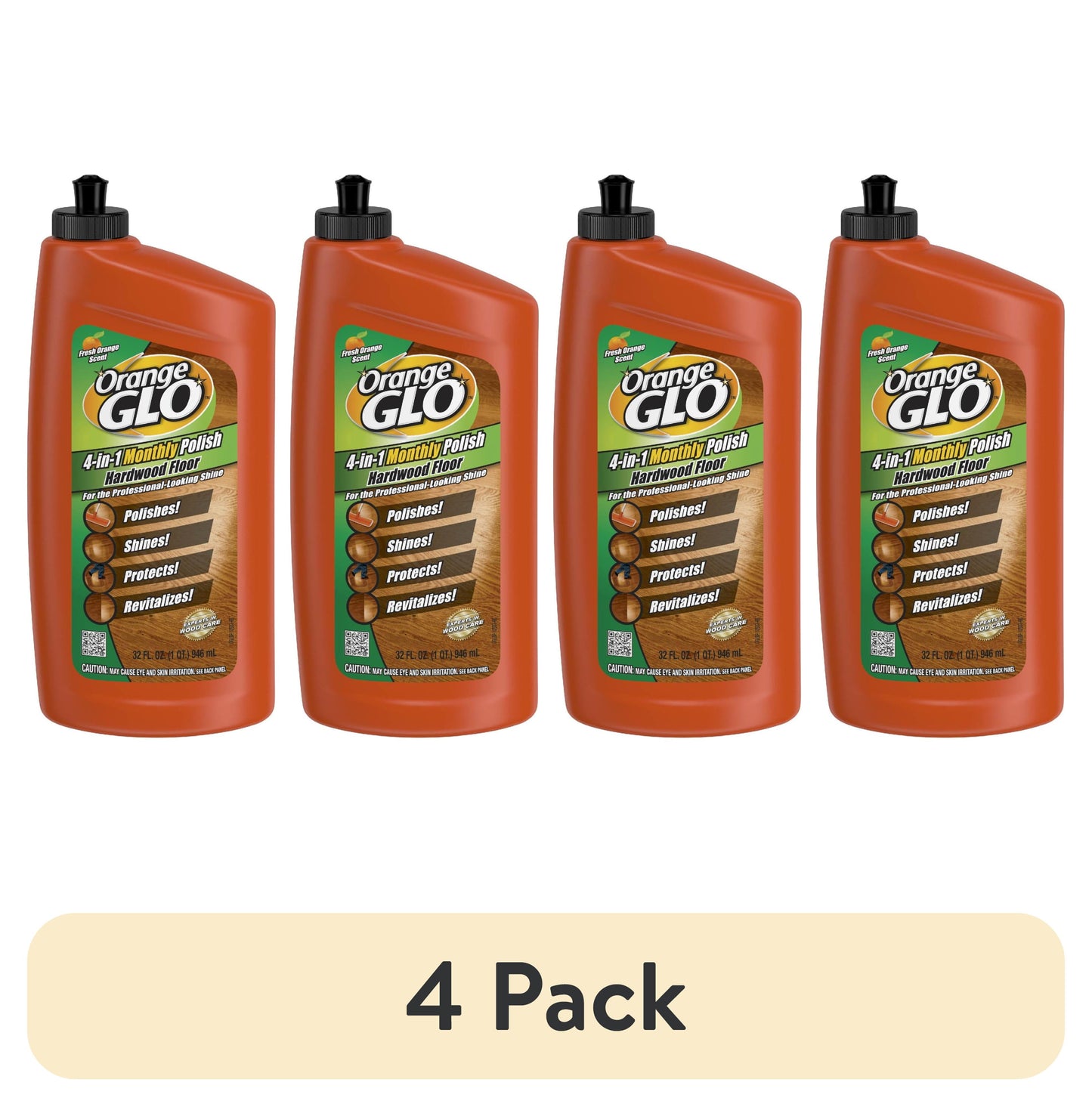 (4 pack) ORANGE GLO Hardwood Floor 4-in-1 Monthly Polish, 24 fl. oz.