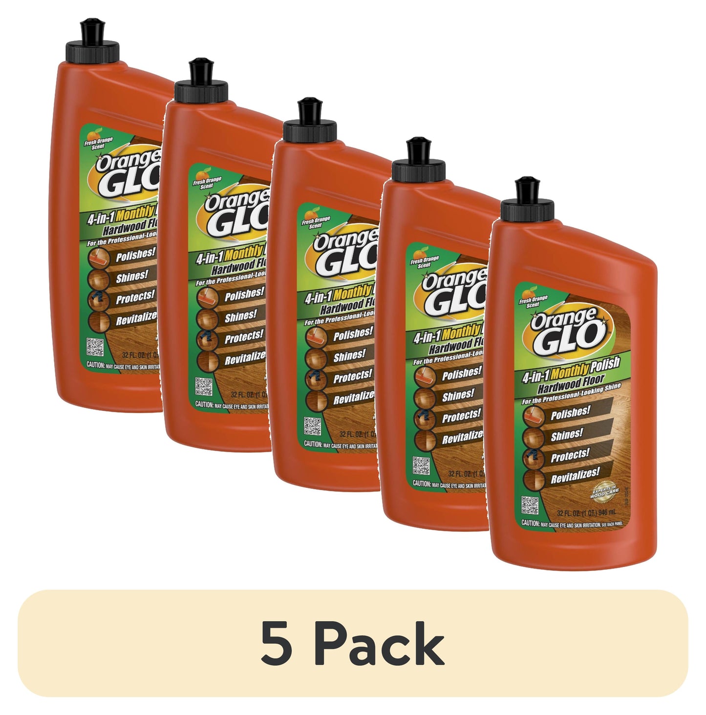 (5 pack) ORANGE GLO Hardwood Floor 4-in-1 Monthly Polish, 24 fl. oz.