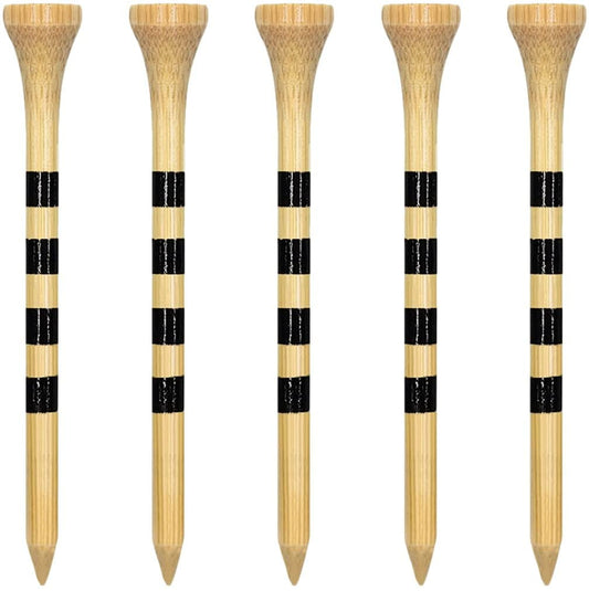 Zivisk Wooden Golf Tees 3-1/4 100 Count Bamboo Wood Tees (Natural & Black,83MM)